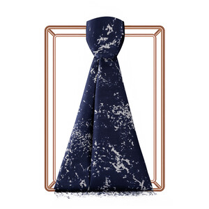 ipekevi - Navy Marble Print Silk Scarf