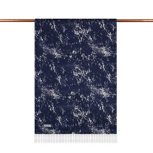 ipekevi - Navy Marble Print Silk Scarf (1)