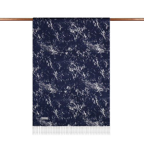 Navy Marble Print Silk Scarf