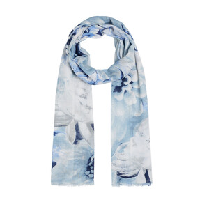 Navy Melancholy Print Modal Cotton Scarf - Thumbnail
