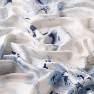 Navy Melancholy Print Silk Scarf - Thumbnail