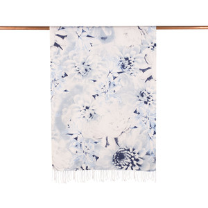 Navy Melancholy Print Silk Scarf - Thumbnail