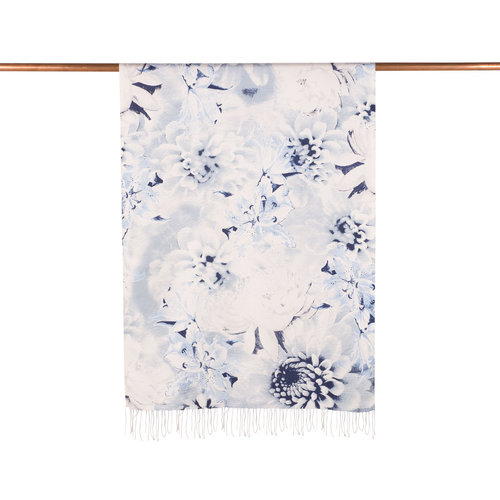 Navy Melancholy Print Silk Scarf