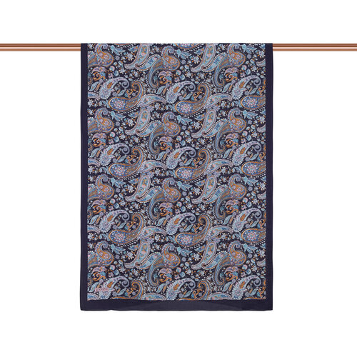 Navy Mezopotamya Print Tencel Scarf