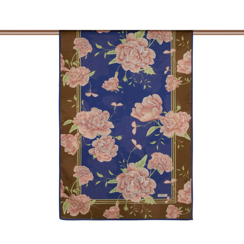 Navy Mink Peony Cotton Rayon Scarf