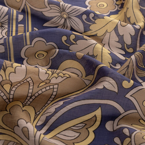 Navy Mink Royal Ivy Pattern Tencel Scarf