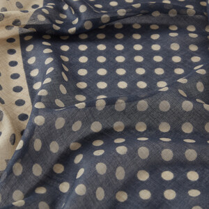ipekevi - Navy Mixed Print Wool Silk Scarf (1)