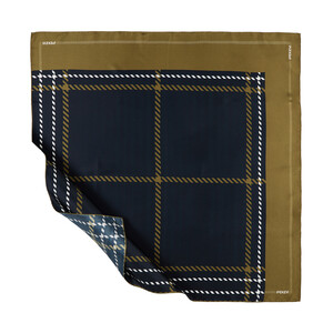 Navy Modern Highlander Plaid Silk Twill Scarf - Thumbnail