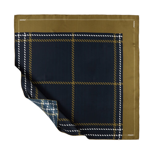 Navy Modern Highlander Plaid Silk Twill Scarf