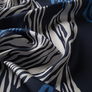 Navy Moss Twill Silk Scarf - Thumbnail