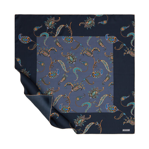 Navy Mumbai Twill Silk Scarf