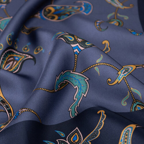 Navy Mumbai Twill Silk Scarf