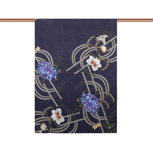 Navy Mystic Garden Print Tencel Scarf
