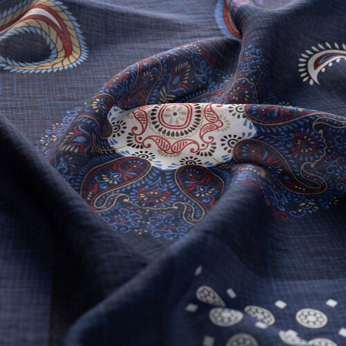 Navy Palace Way Print Tencel Scarf
