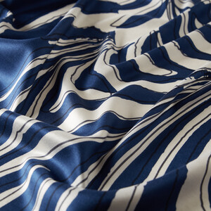 Navy Palm Springs Print Silk Scarf - Thumbnail