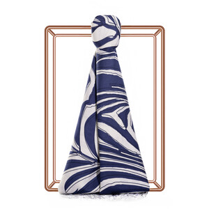 ipekevi - Navy Palm Springs Print Silk Scarf