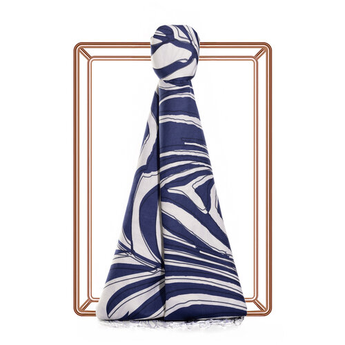 Navy Palm Springs Print Silk Scarf