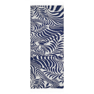 Navy Palm Springs Print Silk Scarf - Thumbnail