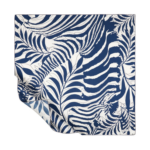 Navy Palm Springs Print Silk Twill Scarf