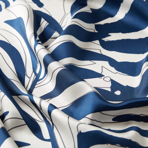 Navy Palm Springs Print Silk Twill Scarf - Thumbnail