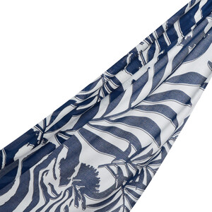 Navy Palm Tree Print Modal Cotton Scarf - Thumbnail
