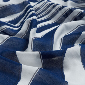 Navy Palm Tree Print Modal Cotton Scarf - Thumbnail