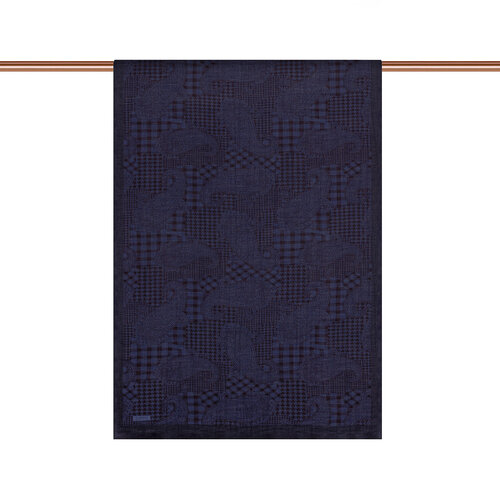 Navy Patchwork Paisley Print Tencel Scarf
