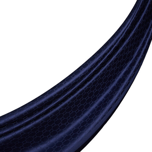 Navy Patterned Silk Scarf