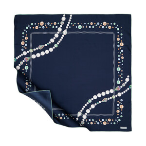 ipekevi - Navy Pearl Paradise Twill Silk Scarf 