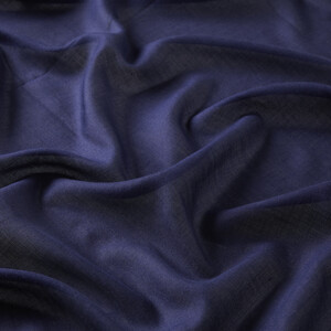 Navy Plain Cotton Silk Shawl - Thumbnail