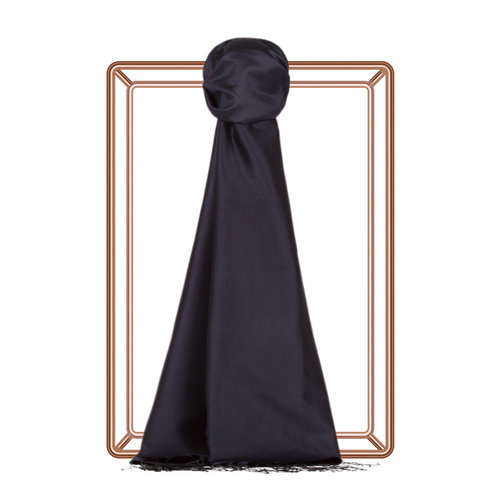 Navy Plain Silk Scarf