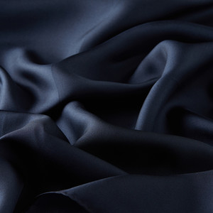 Navy Plain Silk Twill Scarf - Thumbnail