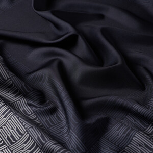 ipekevi - Navy Qufi Pattern Silk Twill Scarf (1)