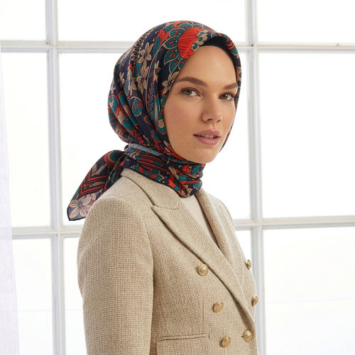 Navy Rebel Ivy Twill Silk Scarf