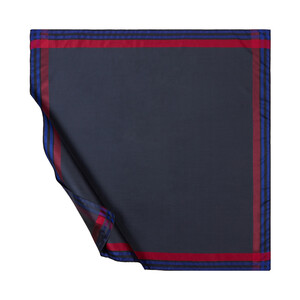 Navy Red Frame Silk Scarf - Thumbnail