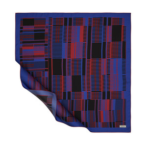 ipekevi - Navy Red Skyscrapers Twill Silk Scarf