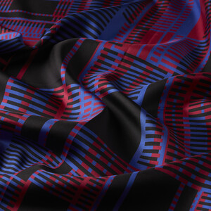ipekevi - Navy Red Skyscrapers Twill Silk Scarf (1)