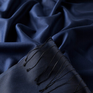 Navy Reversible Cotton Silk Scarf - Thumbnail