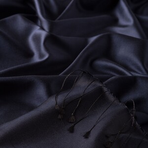 Navy Reversible Silk Neck Scarf - Thumbnail