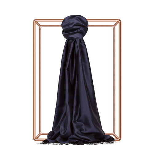 Navy Reversible Silk Scarf