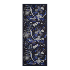 Navy Rhapsody Print Tencel Scarf - Thumbnail