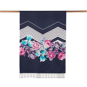 ipekevi - Navy Rose Basket Print Silk Scarf (1)