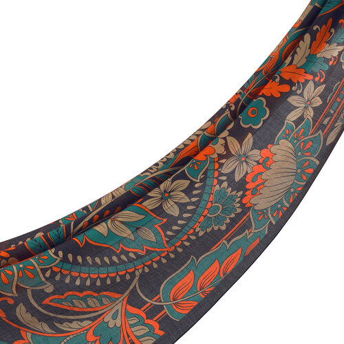 Navy Royal Ivy Pattern Tencel Scarf