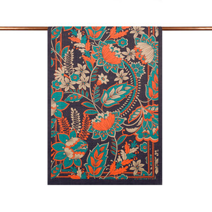 Navy Royal Ivy Pattern Tencel Scarf - Thumbnail