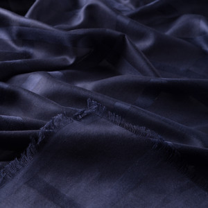Navy Satin Silk Scarf - Thumbnail