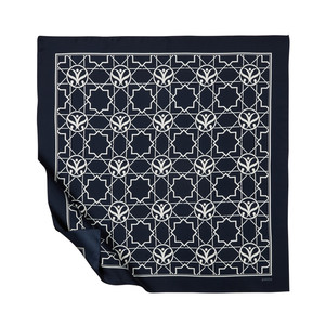 Navy Seljuk Monogram Silk Twill Scarf - Thumbnail