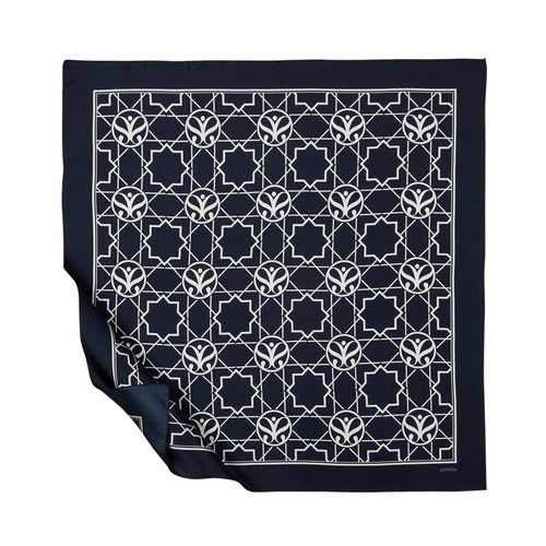 Navy Seljuk Monogram Silk Twill Scarf