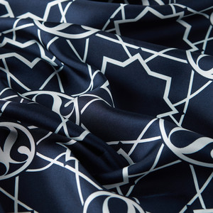 ipekevi - Navy Seljuk Monogram Silk Twill Scarf (1)