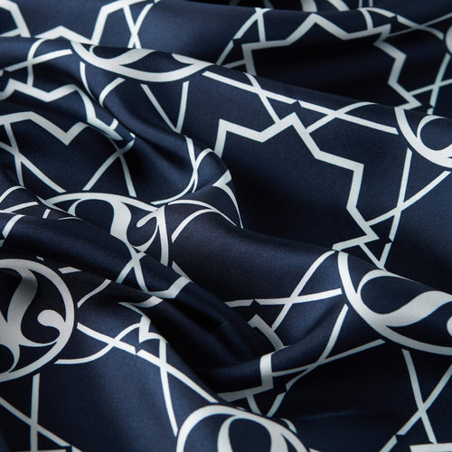 Navy Seljuk Monogram Silk Twill Scarf