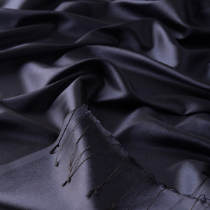 Navy Shantung Silk Scarf - Thumbnail